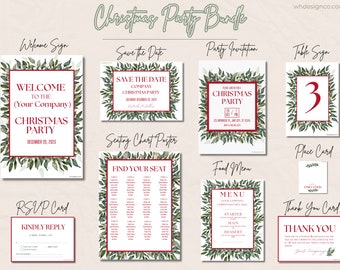 Editable Christmas Party Invitation Bundle: Corporate Event Templates (Canva)