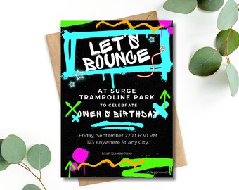 Trampoline Park Birthday Invitation: Editable Jump Party (Digital Download)