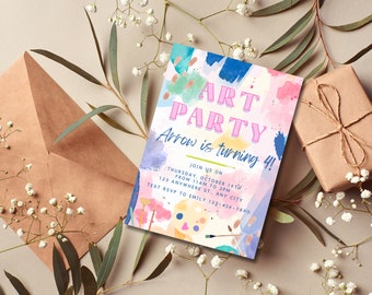 Editable Art Birthday Party Invitation Template (5x7 Portrait)