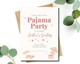 Editable Pajama Party Birthday Invitation Template (Printable)