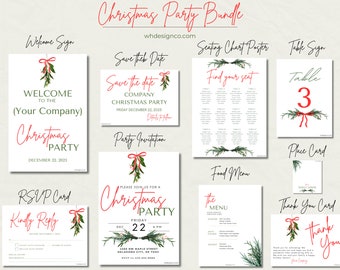 Editable Christmas Party Invitation Bundle: Corporate Event Templates (Digital Download)