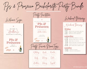 Bachelorette Party Bundle - Pjs and Prosecco Party - Editable Templates - Printable