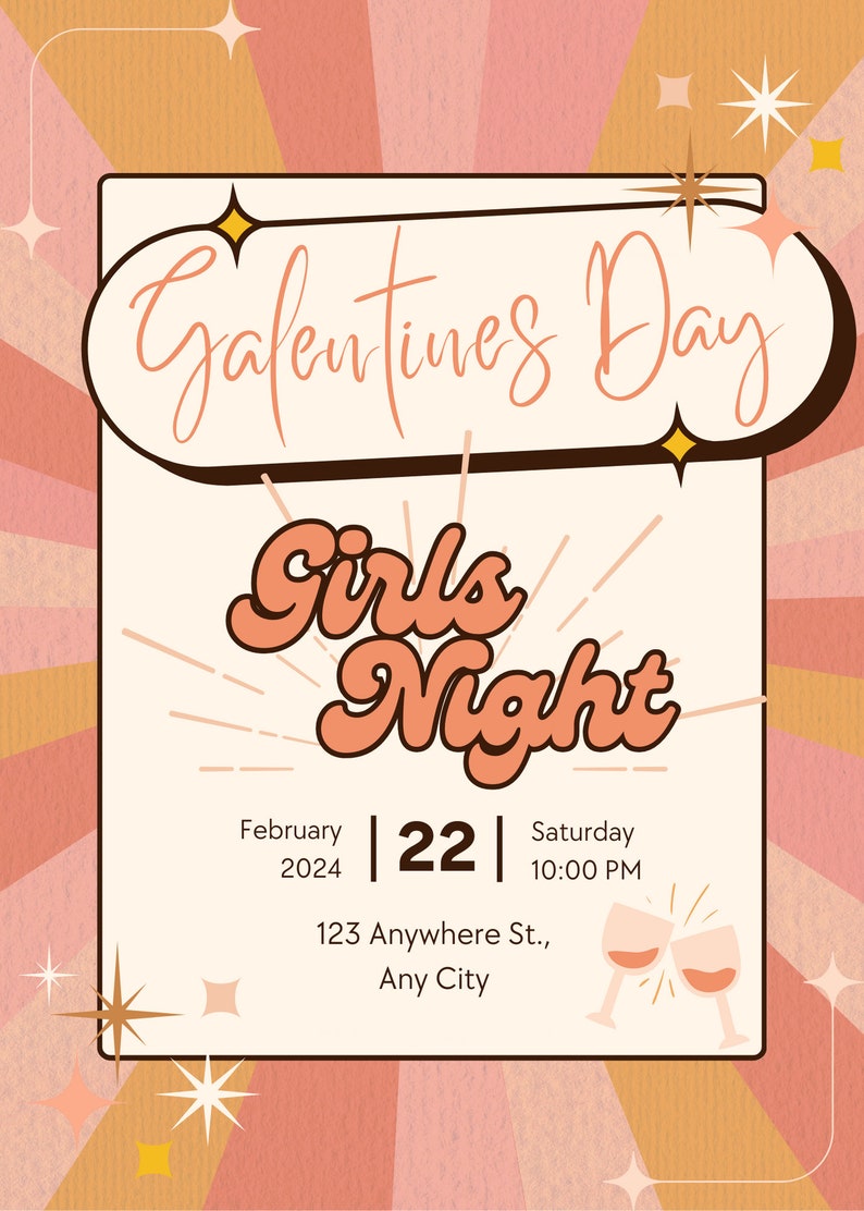 Galentines Day Invitation Template Girls Night Out Valentine #39 s Day Galentines Day Invitation Template Girls Night Out Valentine #39 s Day