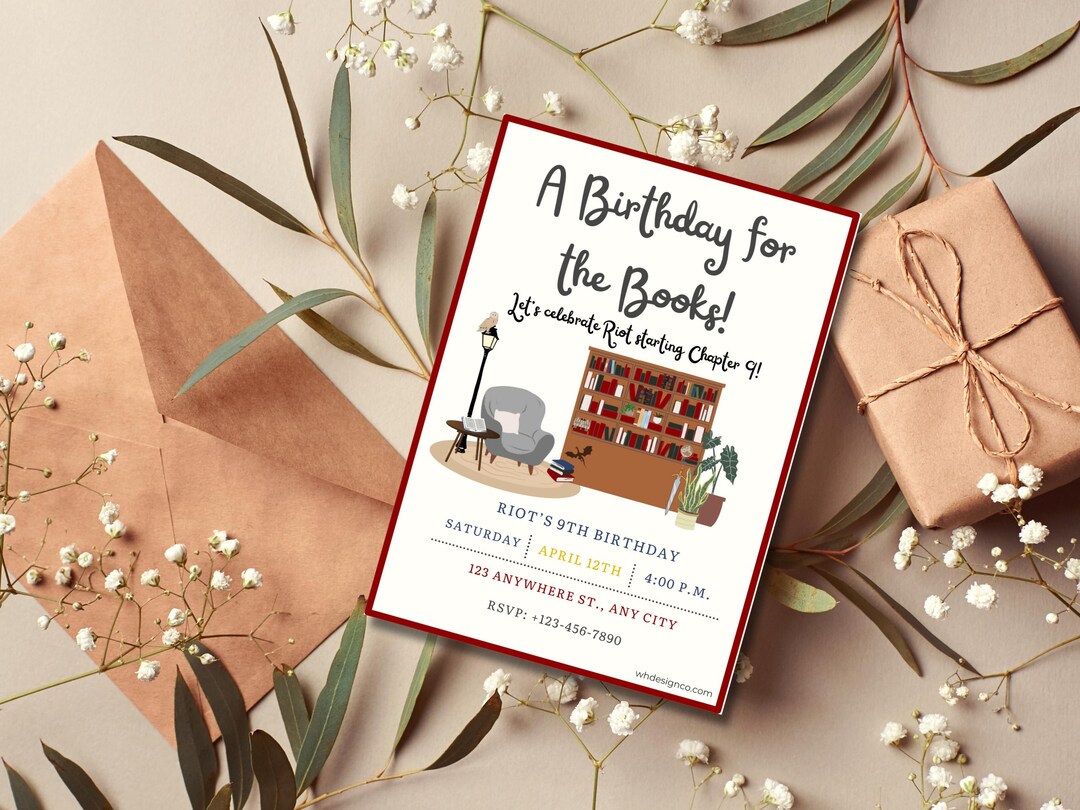 Book Birthday Party Invitation: Editable Template (printable) - Etsy