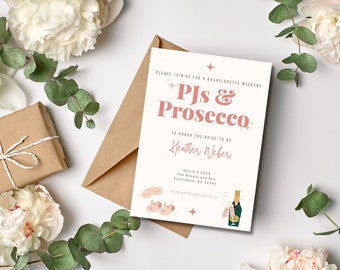 PJs & Prosecco Bachelorette Party Invitation: Editable Template (Printable)