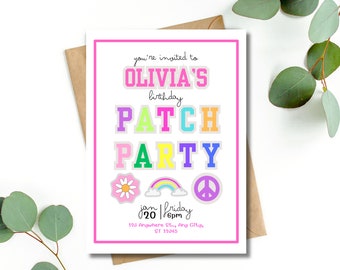 Patch Party Invitation: Editable Birthday Template (5x7in)