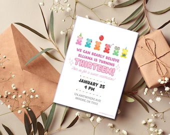 Gummy Bear Birthday Party Invitation: Editable Template (Digital Download)