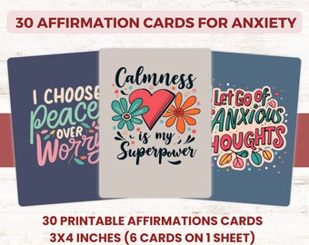 Printable Anxiety Affirmation Cards, Affirmation Cards for Anxiety, Digital Affirmation Cards, Printable Affirmation Cards, Affirmation Card