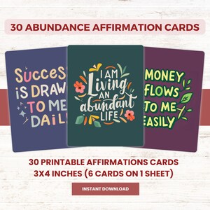 Printable Abundance Affirmation Cards Wealth Affirmation Cards, Money Cards, Prosperity Cards Affirmation Cards Printable Affirmation Cards