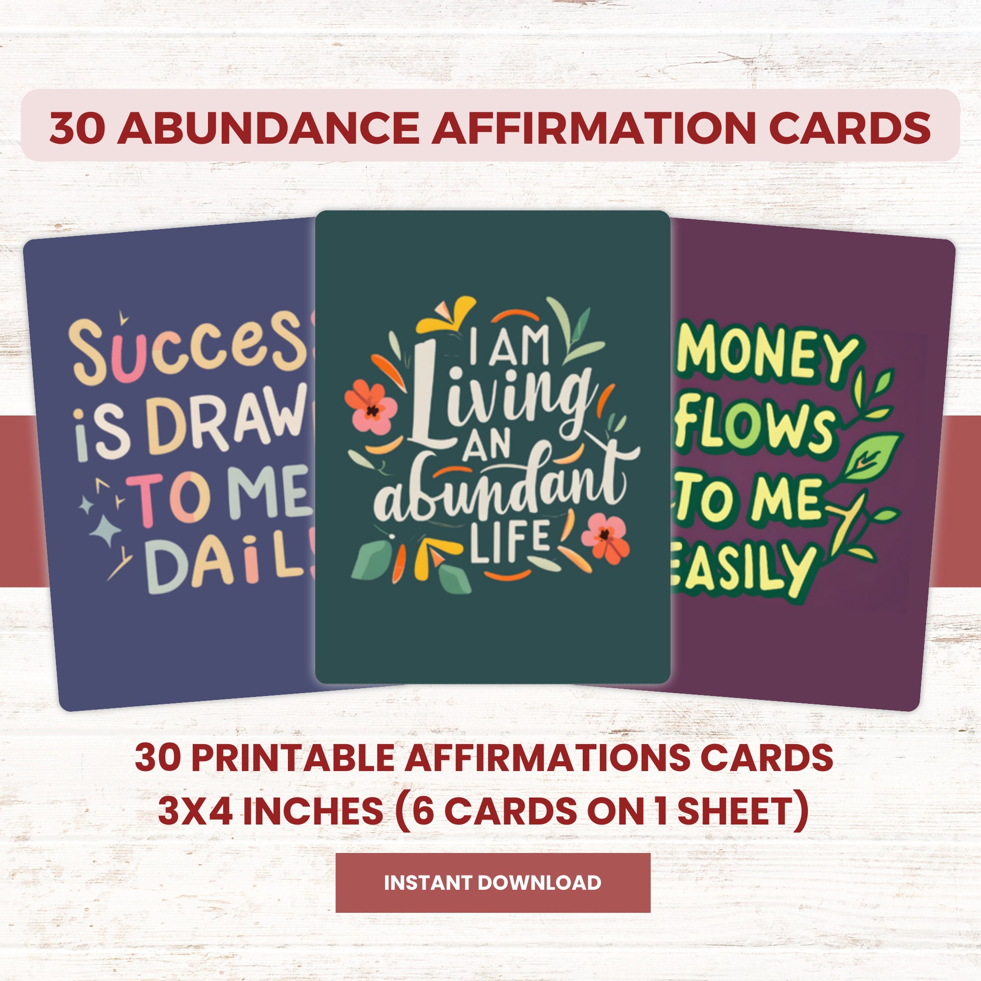 Printable Abundance Affirmation Cards Wealth Affirmation Cards, Money ...