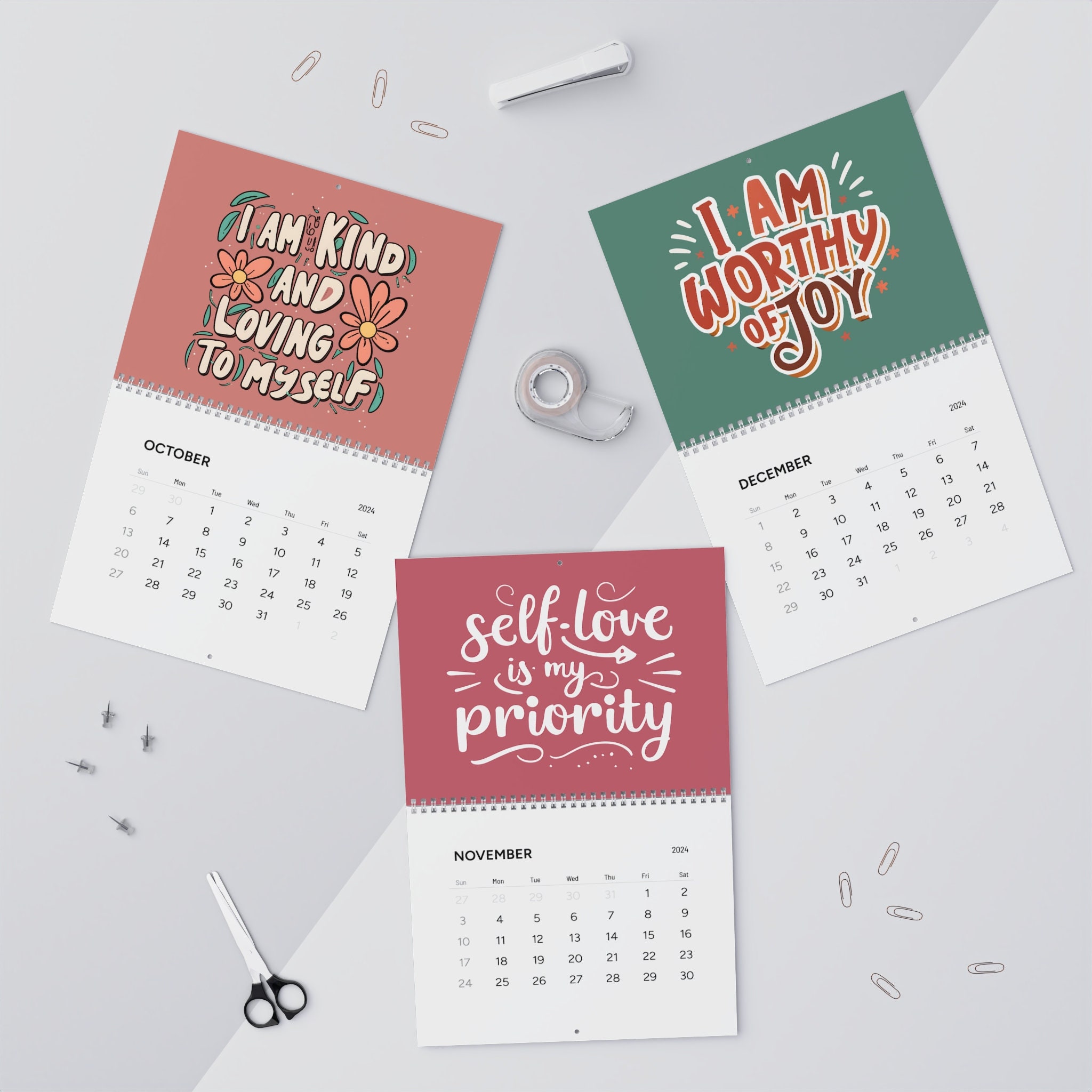 2024 Self Love Affirmations Calendar 2024 Wall Calendar Etsy