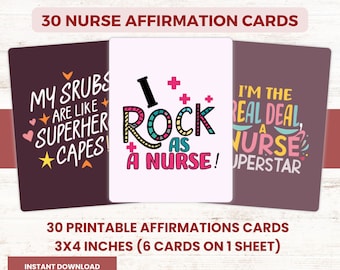 Printable Nurse Affirmation Cards, Nurse Daily Affirmation, Positive Affirmation, Digital Affirmation Cards, Printable Affirmation Cards