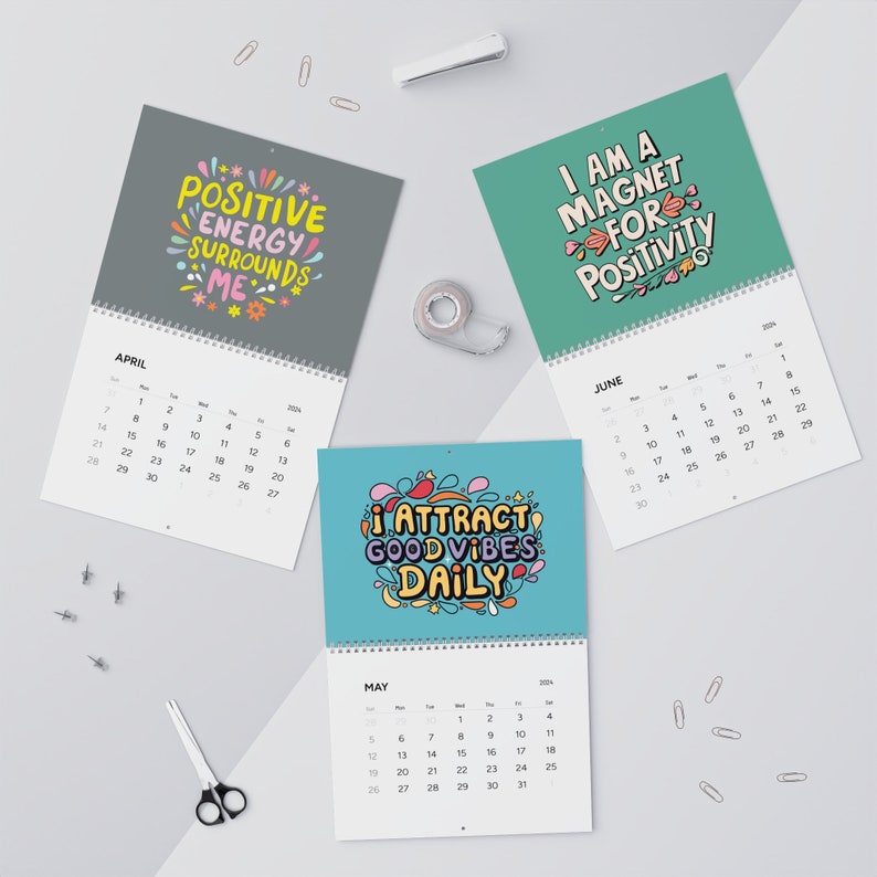 2024 Positive Affirmations Calendar, 2024 Wall Calendar, Unique