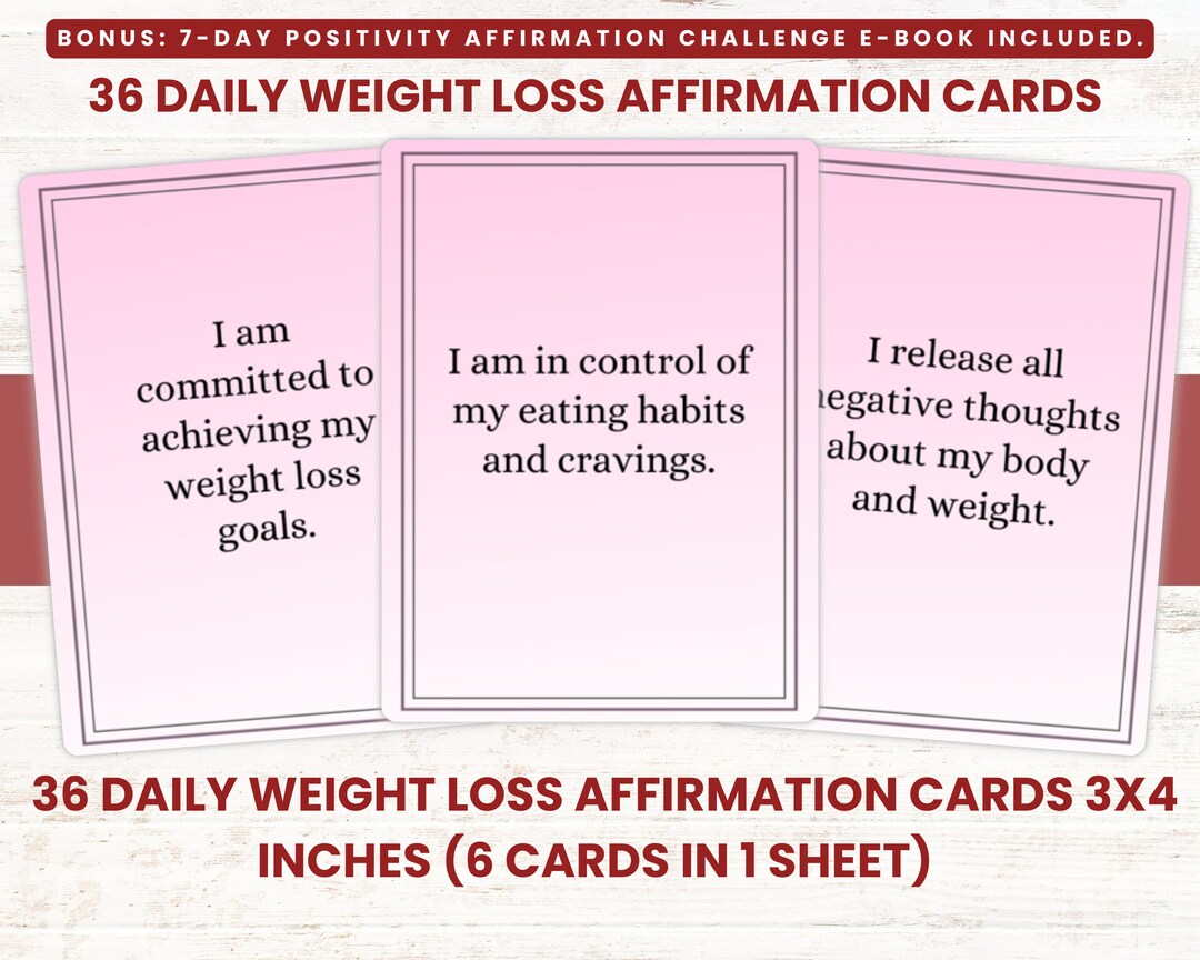 Printable Weight Loss Affirmation Cards Downloadable Etsy
