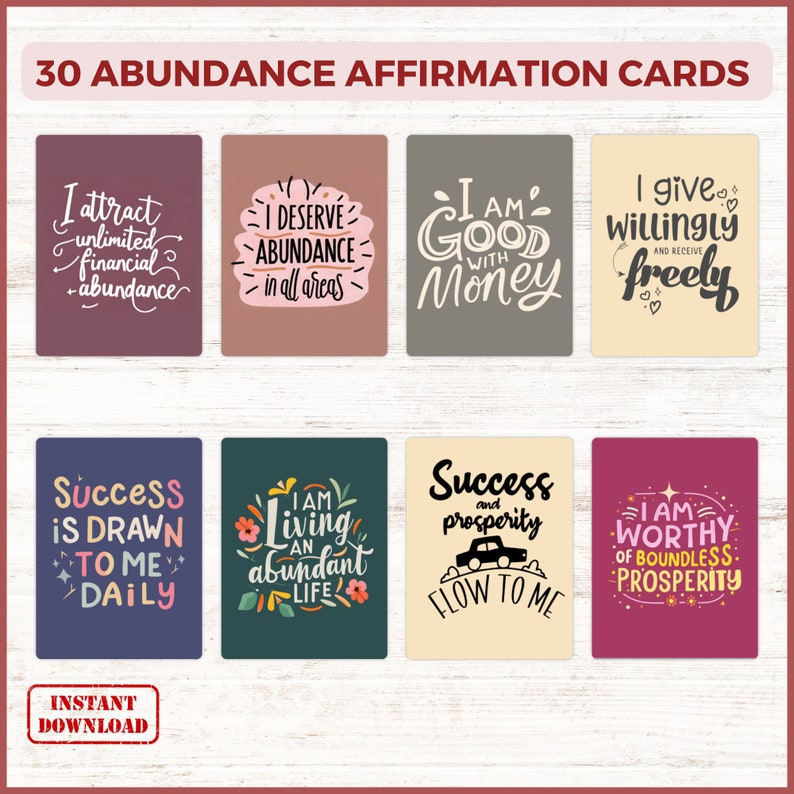 Printable Abundance Affirmation Cards Wealth Affirmation Cards, Money ...