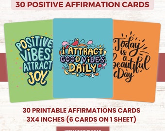 Printable Positive Affirmation Cards, Positivity Affirmation, Daily Affirmations, Digital Affirmation Cards, Printable Affirmation