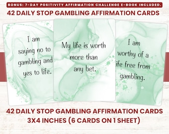 Printable Stop Gambling Affirmation Cards, Quit Gambling Affirmations Cards, Say No to Gambling, Digital Gambling Addiction Relief Cards