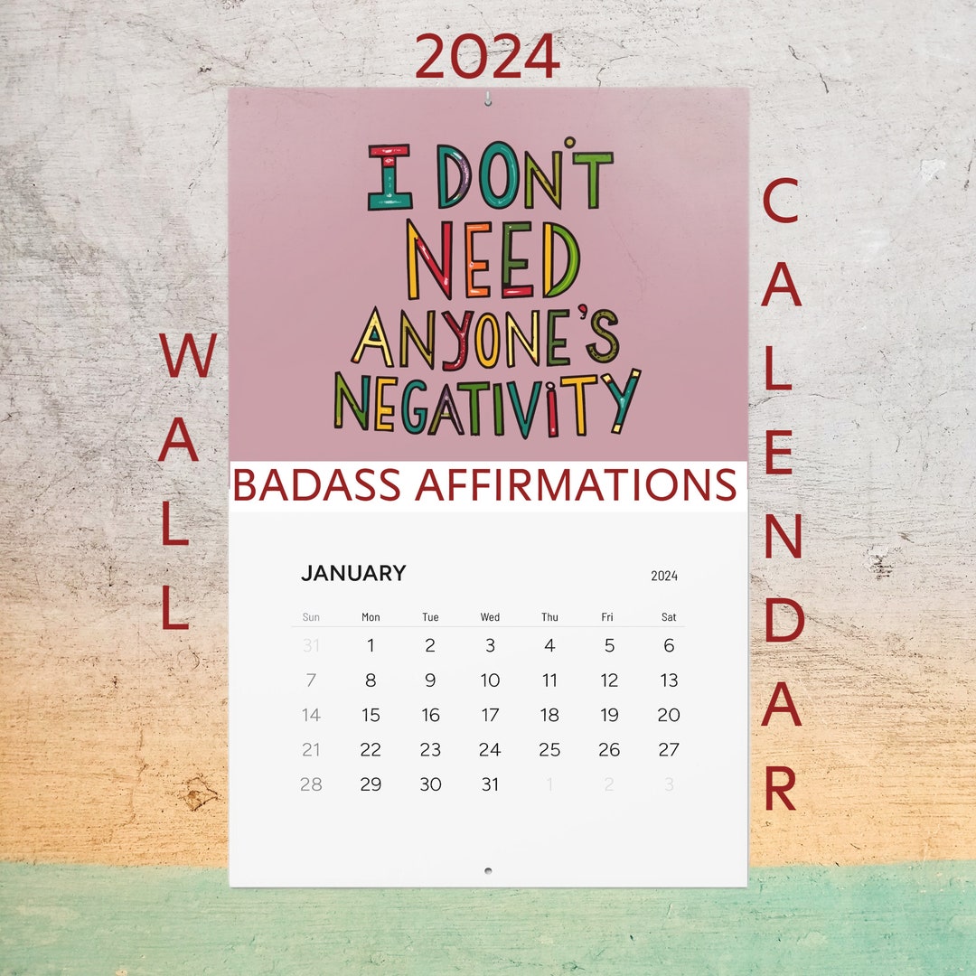 2024 Badass Affirmations Calendar 2024 Wall Calendar Unique Etsy UK