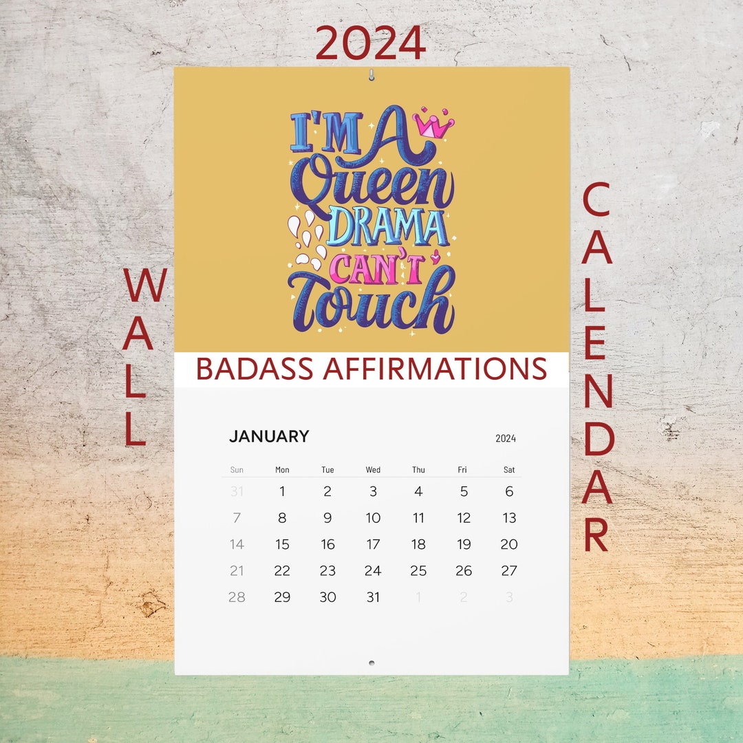 2024 Badass Affirmations Calendar, 2024 Wall Calendar, Unique Calendar