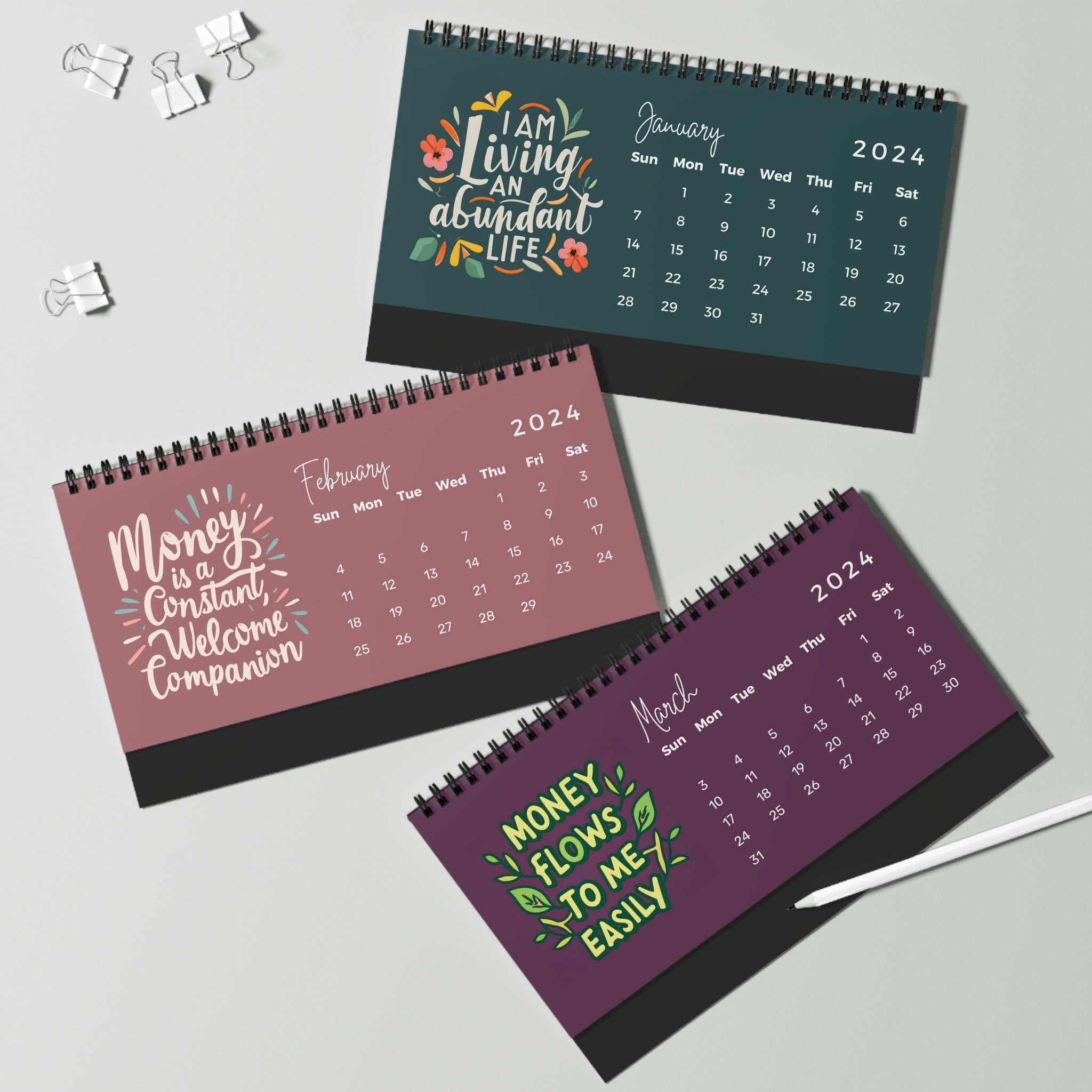 2024 Abundance Affirmations Desk Calendar 2024 Calendar 2024 Desk ...