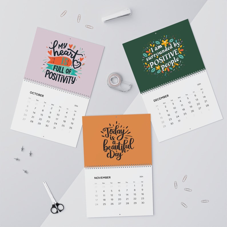 2024 Positive Affirmations Calendar, 2024 Wall Calendar, Unique