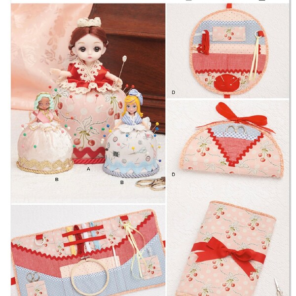 NEW/UNCUT Simplicity Pincushion Dolls, Project Organizer and Etui by Shirley Botsford S9809 / R11933