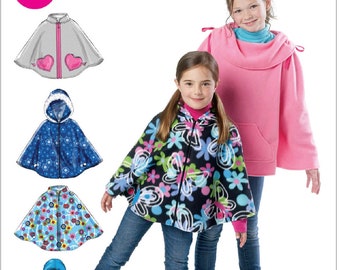 NEW/UNCUT McCall’s Easy Children's/Girls' Zippered or Pullover Ponchos M6431