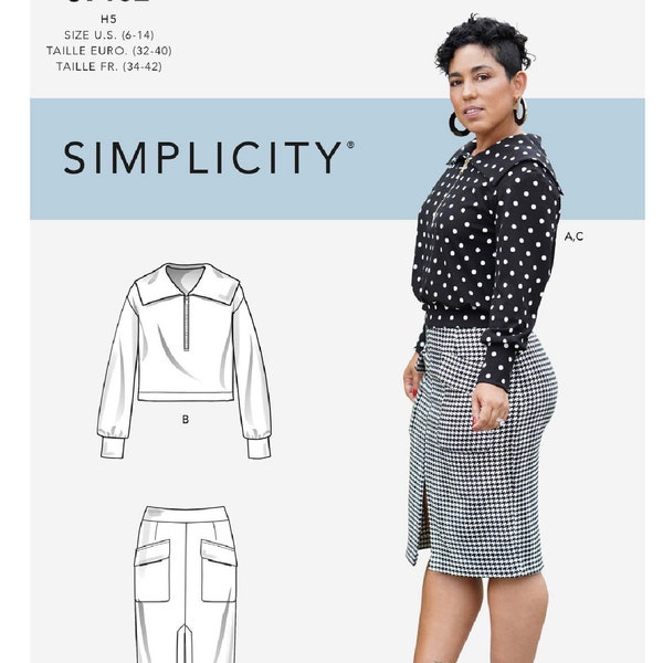 NEW/UNCUT Simplicity Sewing Pattern Misses' Knit Top & Skirt By Mimi G Style S9182