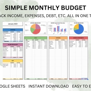 Simple Monthly Budget Spreadsheet
