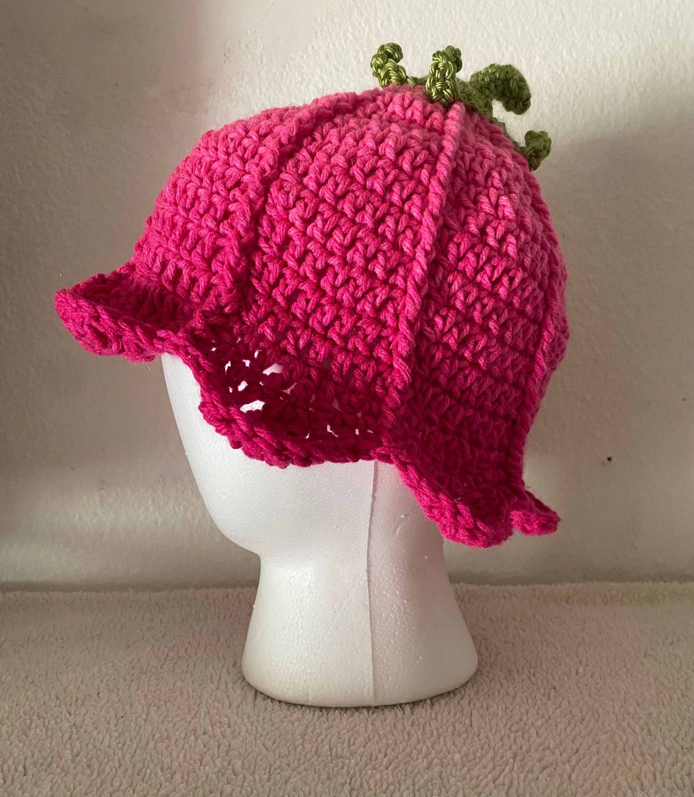 Garden Grove Free People Crochet Bucket Hat Pink Fairy Flower