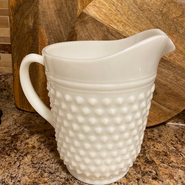 Milk Glass Hobnail Pitcher