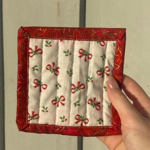 Vintage Quilted Fabric Coasters - Christmas Mug Rug | Coaster | Snack Mat | Quilted Mug Rug | Coffee Rug | Plant Coaster | Mug Rug Coaster