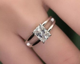 Split Shank Moissanite Ring 2.53CT Radiant Cut Solitaire in 925 Sterling Silver & Gold Options – Engagement, Wedding, Gift