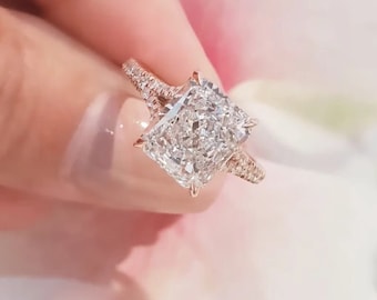 3 Karat strahlender Moissanit Diamant Verlobungsring, einzigartiger Hochzeit Praposal Ring, 14k Solid Gold Ring, Vintage Ring, Ring für Frauen.