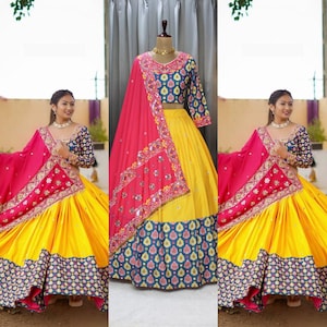 Fancy Digital Print Work & Real Mirror Work  Chaniya Choli, Print With Mirror Work Lehenga Choli, Indian Lehenga Blouse, Festival Lehenga