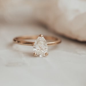 1,5 CT peergeslepen solitairering, moissaniet-peerring, sierlijke peergeslepen diamanten ring, 925 sterlingzilver, 10 kt goud, 14 kt goud, 18 kt goud