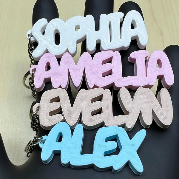 Personalized Name Keychains,  3D Printed Custom Bag Tags, Backpack Tags, Party Favors, Gifts under 5, School Bag, Luggage Tag - Unique Gifts