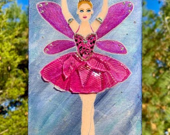 Sugar Plum Fairy Painting: Nutcracker Ballerina, Glass & Resin Art