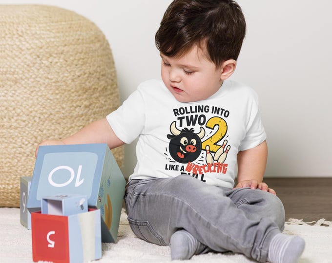 Rolling into TWO like a Wrecking Bull, Toddler 2nd birthday shirt! Customizable!