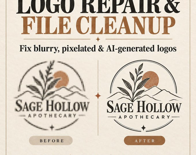 Logo Repair and Vector File Cleanup | Fix AI Generated or Blurry Logo | Print Ready svg png pdf | Professional Logo Redesign