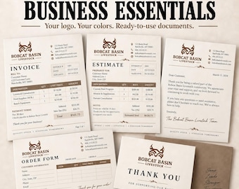 Custom Branded Business Template Bundle, Invoice, Estimate, Order Form (PDF)