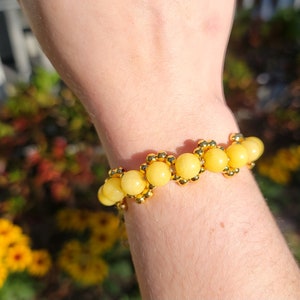 Yellow Jade Bracelet Handmade Gift For Her Lemon Jade Semiprecious Gemstone Bracelet Birthday Holiday Gift Natural Stone Gold Jewelry Yoga