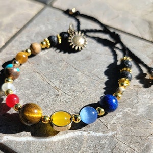 Benutzerdefinierte Sonnensystem Raum Armband Halbedelstein Wissenschaft Schmuck Lava Stem Graduate Geschenk Pluto Saturn Planet Armband Geburtstagsgeschenk