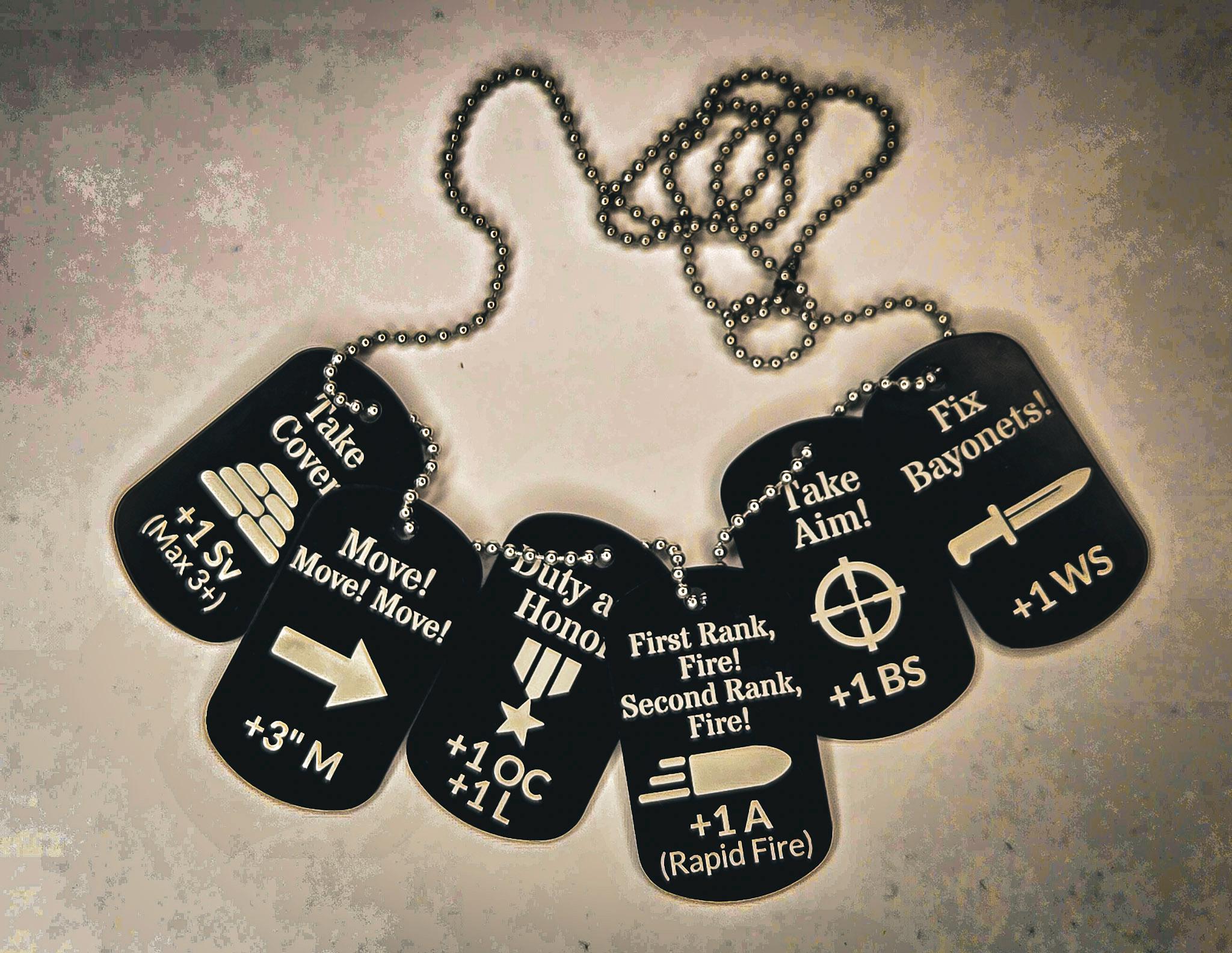 Imperial Guard Command Tokens – Laser-Engraved Dog Tags for Warhammer 40,000