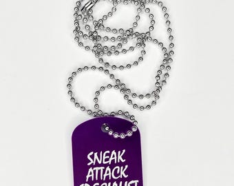 Sneak Attack Specialist Dog Tag – Purple Anodized Aluminum D&D Necklace