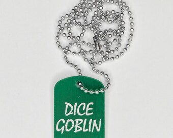 Dice Goblin Dog Tag: Anodized Aluminum D&D Necklace