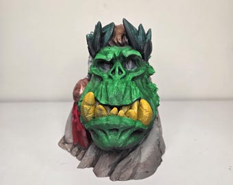 Hand-Painted Orcish Julius Caesar 3D Printed Fantasy Tabletop Terrain - PLA Acrylic