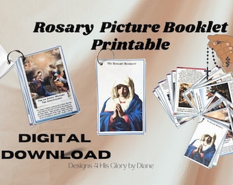 Libretto del rosario stampabile Come si prega di rosario Insegna ai bambini a pregare il rosario Insegna agli adulti a pregare Libretto del rosario con immagini dei misteri del rosario
