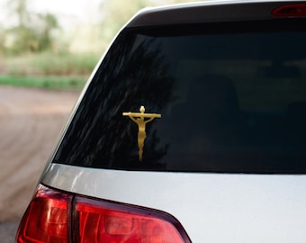 Crucifix Decal for Car Window Vinyl Jesus Crucified Sticker Water Bottle Decal Laptop Decal Catholic Faith Jesus on the Cross Crucifixion