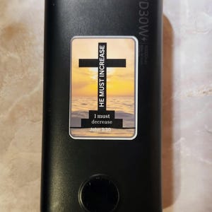 He must Increase I must decrease John 3:30 waterproof stickers Four designs He increases I decrease HE>i He is greater I am less humility image 9